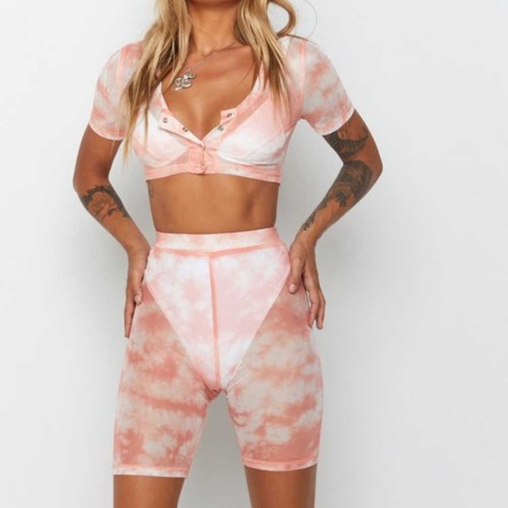 Pink Tie Dye Biker Shorts